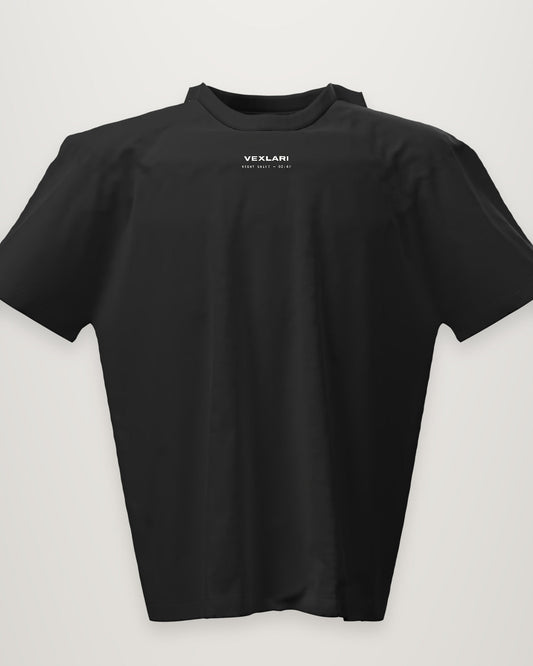 VEXLARI Night Shift Tee in Jet Black, front view